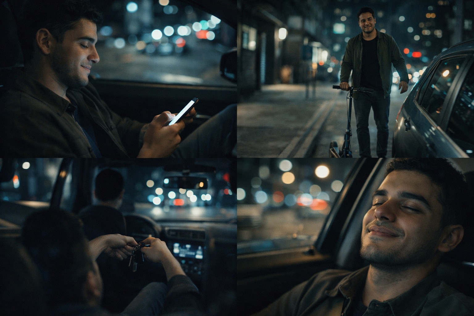 Painel de carro iluminado à noite
